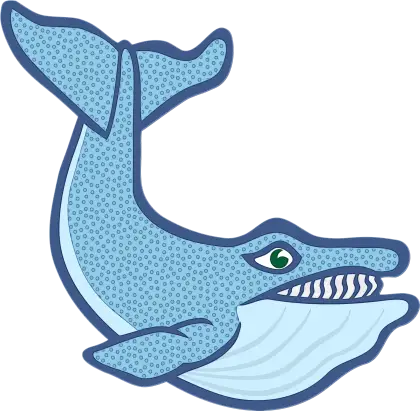 Cartoon Blue Whale with Teeth