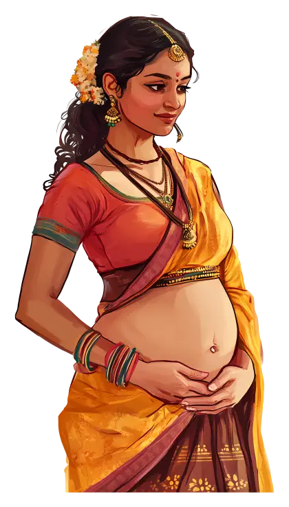 Pregnant Woman in Traditional Sari
