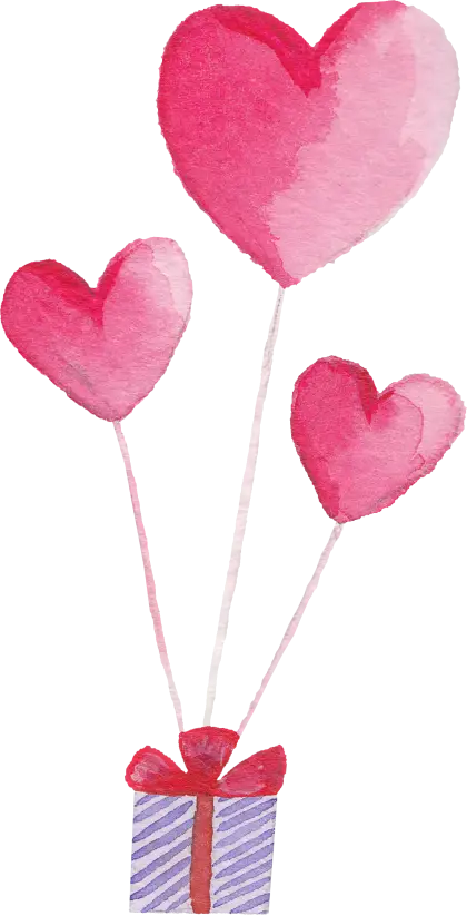 Heart Balloons with Gift