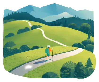 Hiker on Mountain Trail