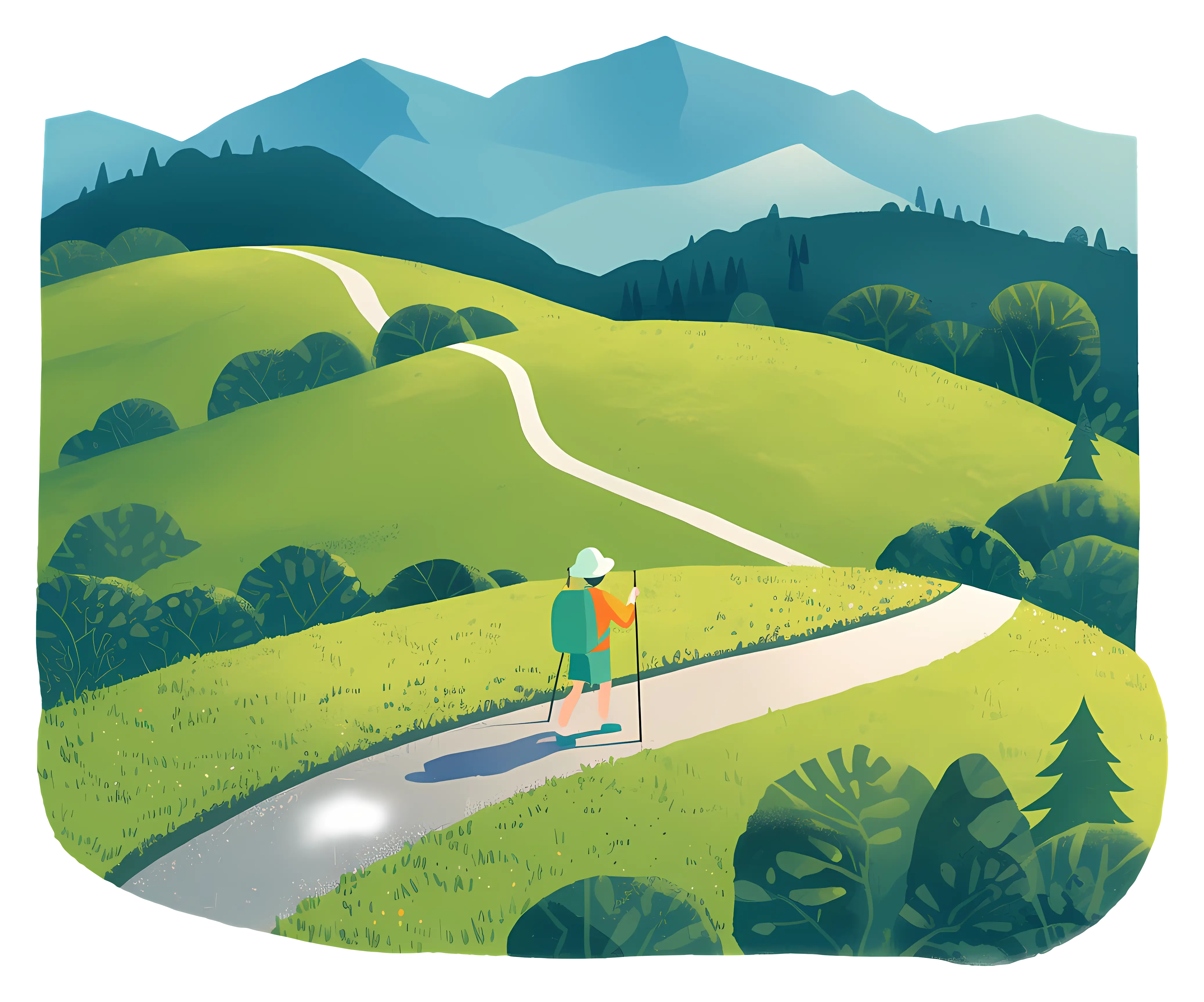 Hiker on Mountain Trail