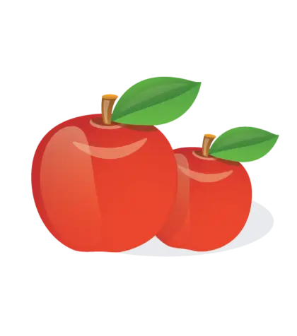 Pair of Fresh Red Apples with Leaves