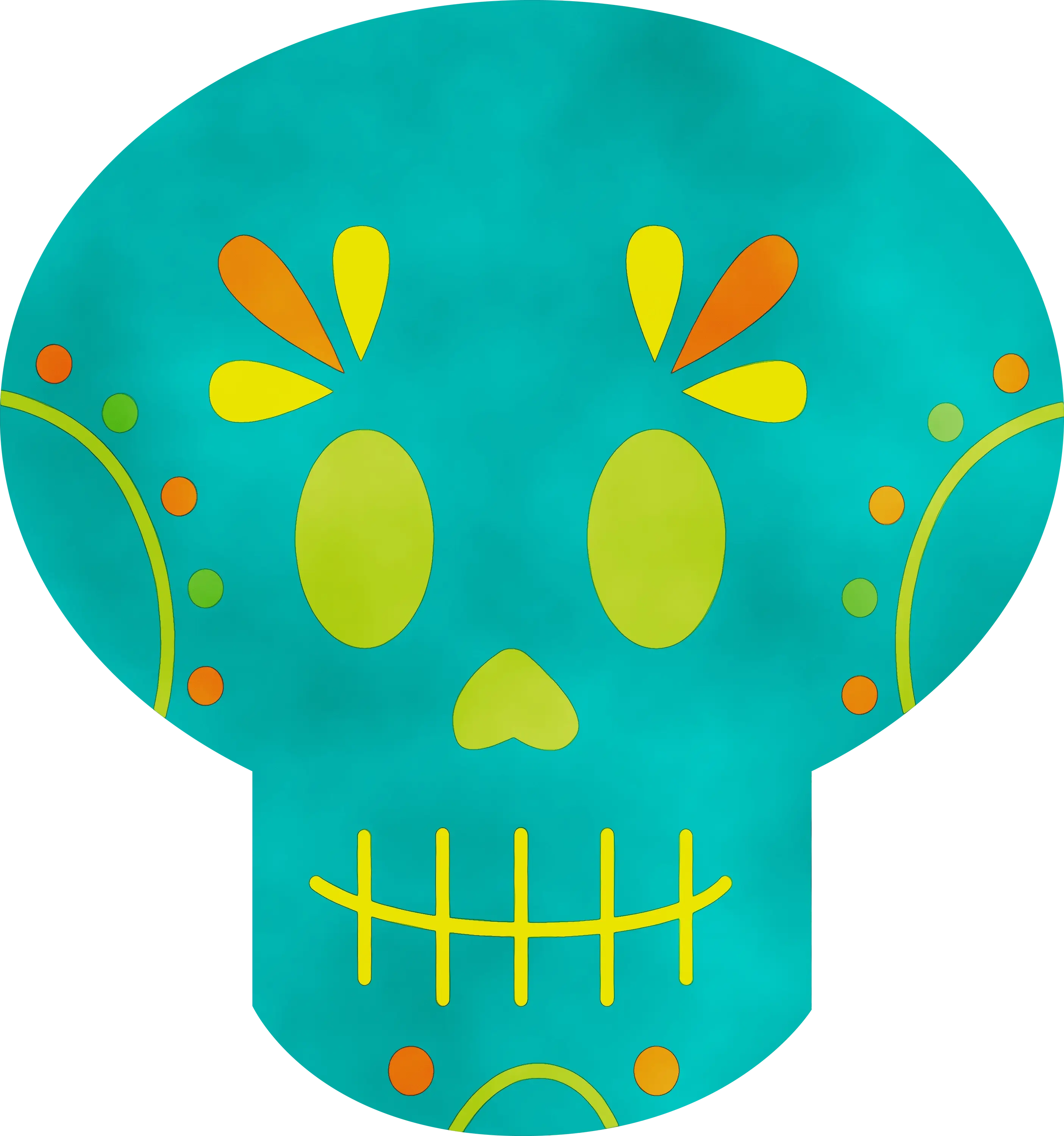 Green DÃa de Muertos Skull Design