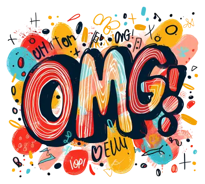 OMG Text with Colorful Background