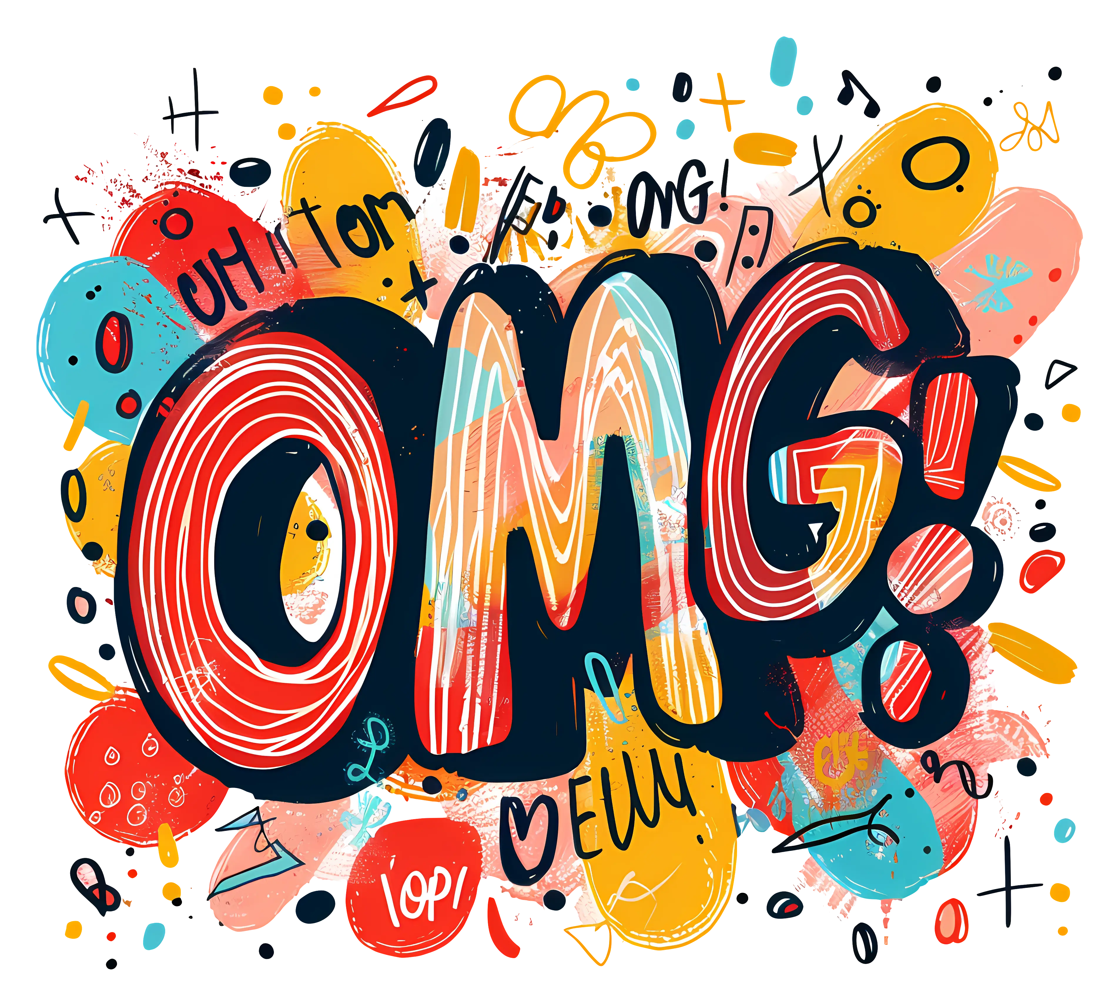 OMG Text with Colorful Background