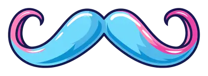 Blue Mustache Cartoon Style