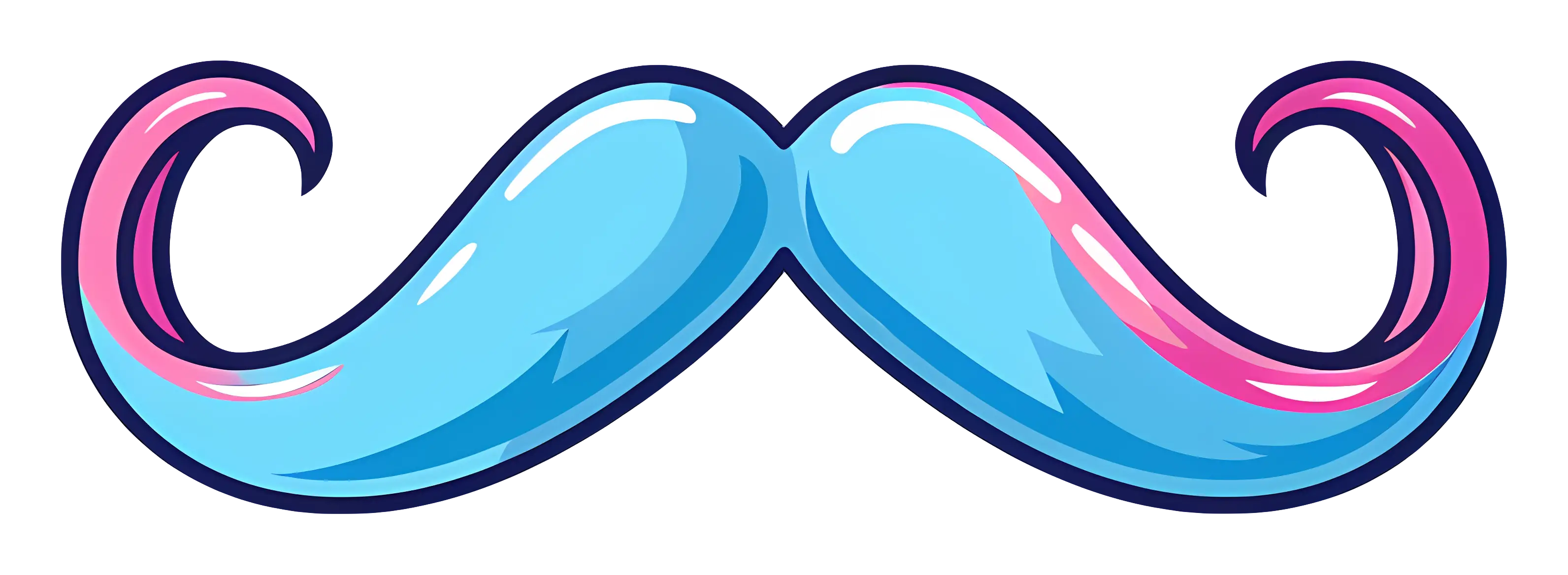 Blue Mustache Cartoon Style