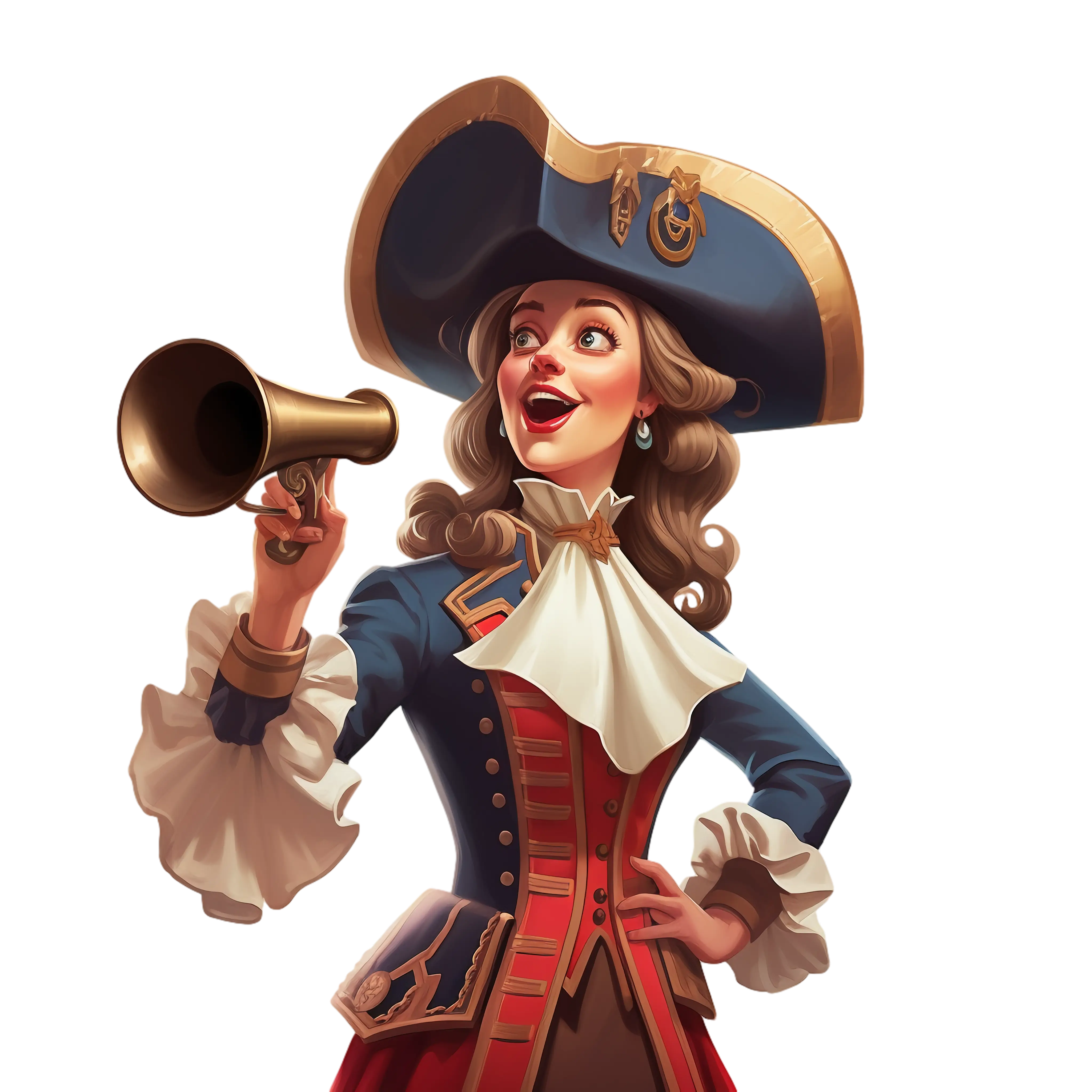 Elegant Pirate Woman with Naval Outfit
