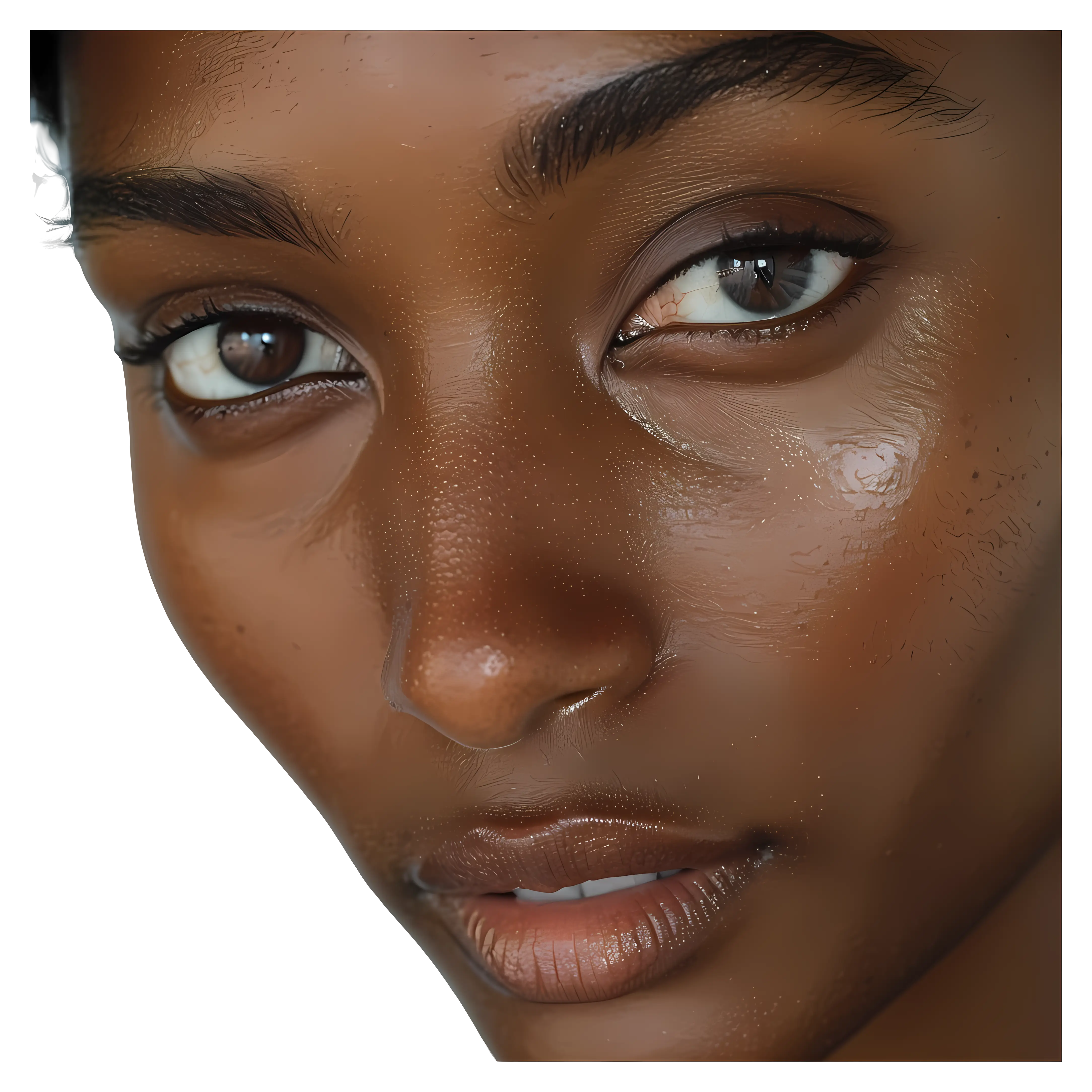 Close-up of Glowing Skin and Beautiful Facial Features