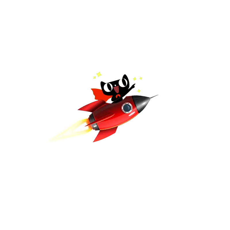 Cartoon Character with Red Rocket