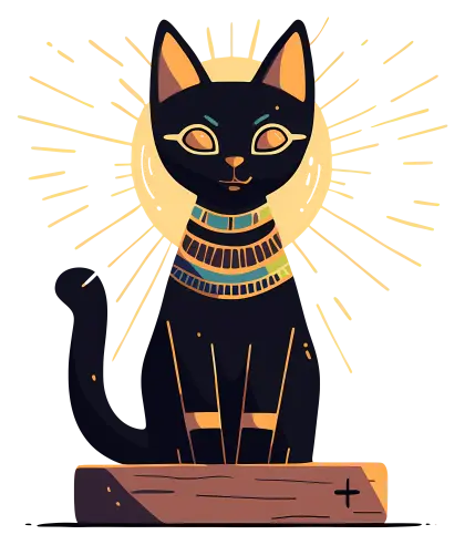 Egyptian Black Cat with Gold Accessories