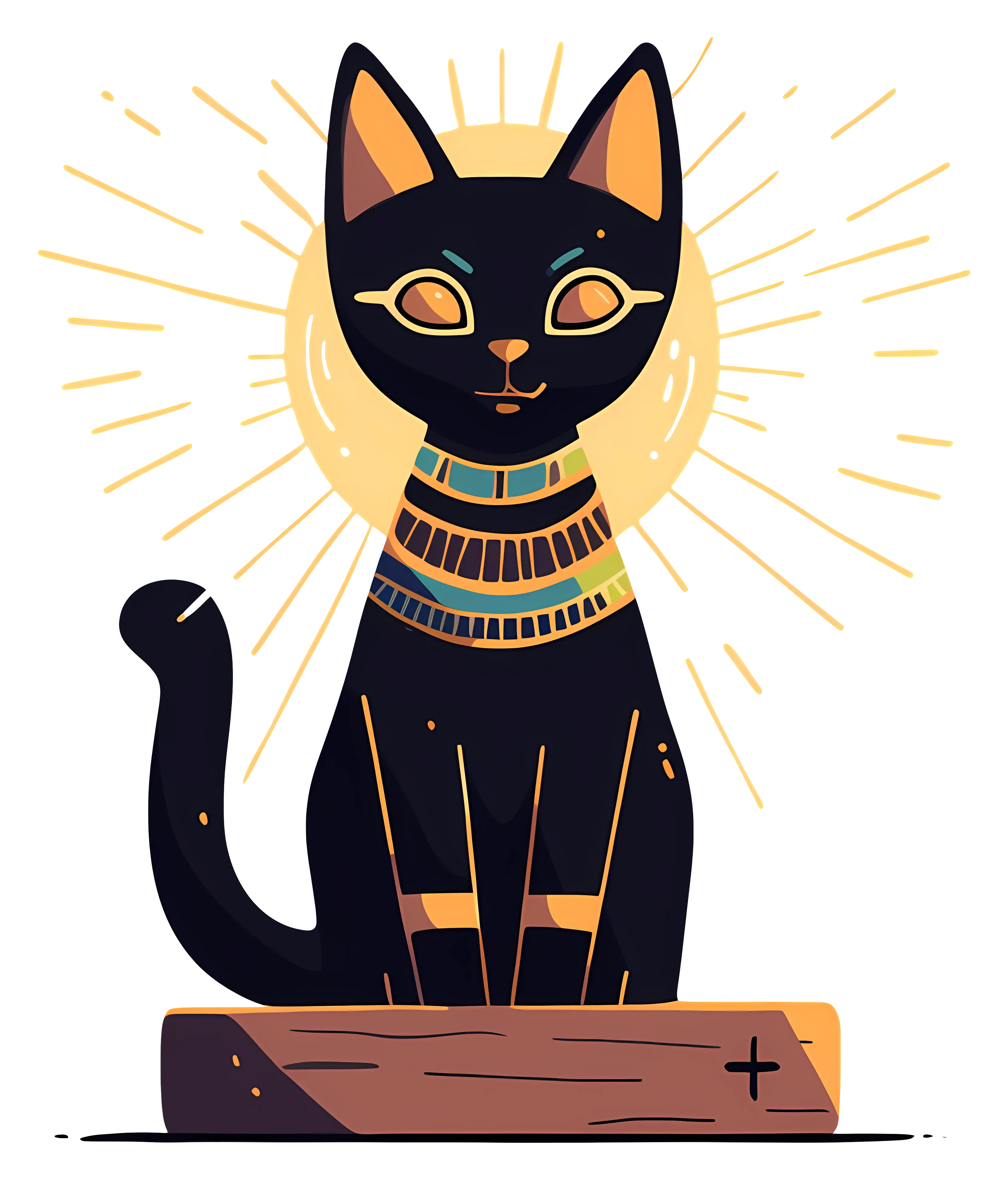Egyptian Black Cat with Gold Accessories