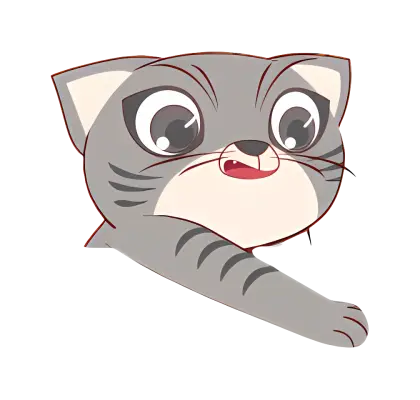 Gray Cat Reaching Out Illustration