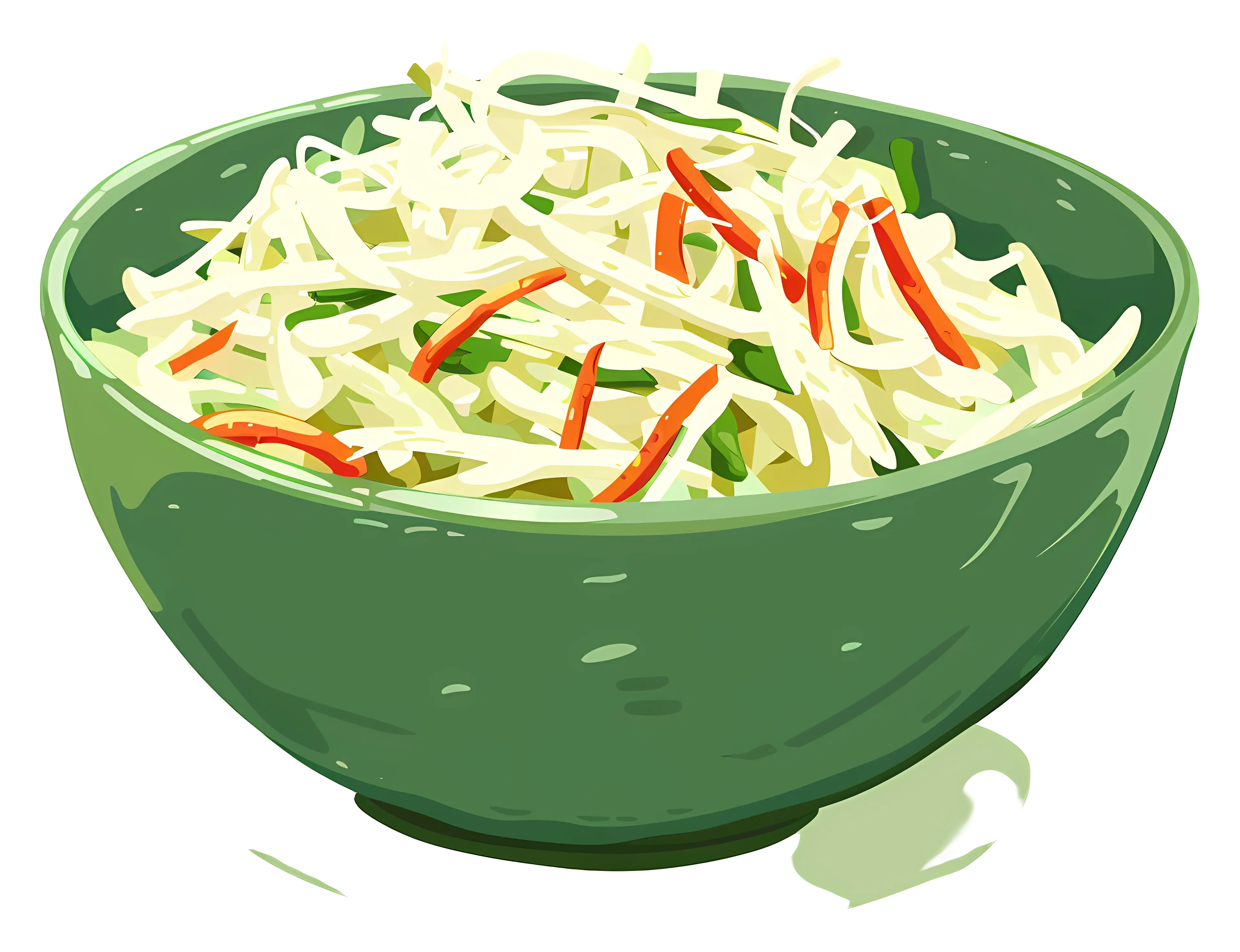 Bowl of Noodles with Vegetables Illustration