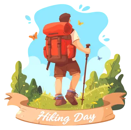 Hiking Day Celebration with Backpacker Illustration