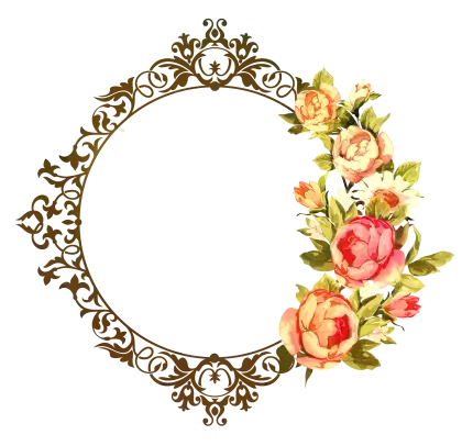 Floral Circular Frame with Ornamental Design
