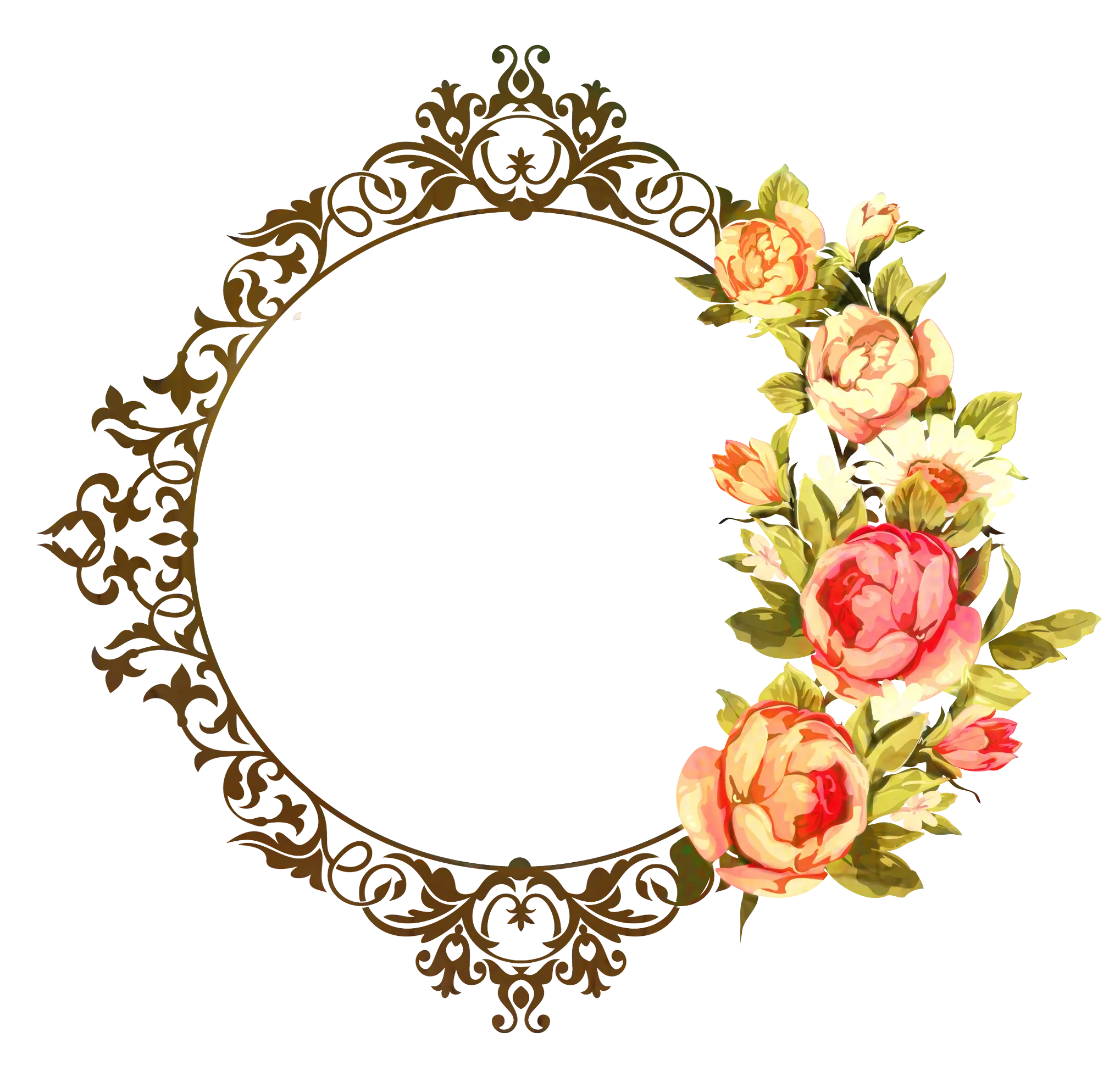 Floral Circular Frame with Ornamental Design