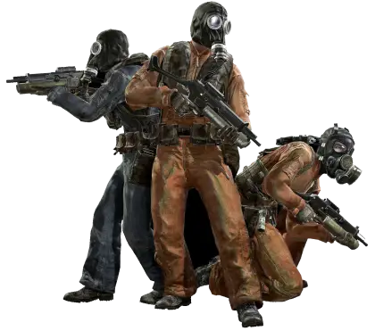Armed Soldiers with Gas Masks in Action