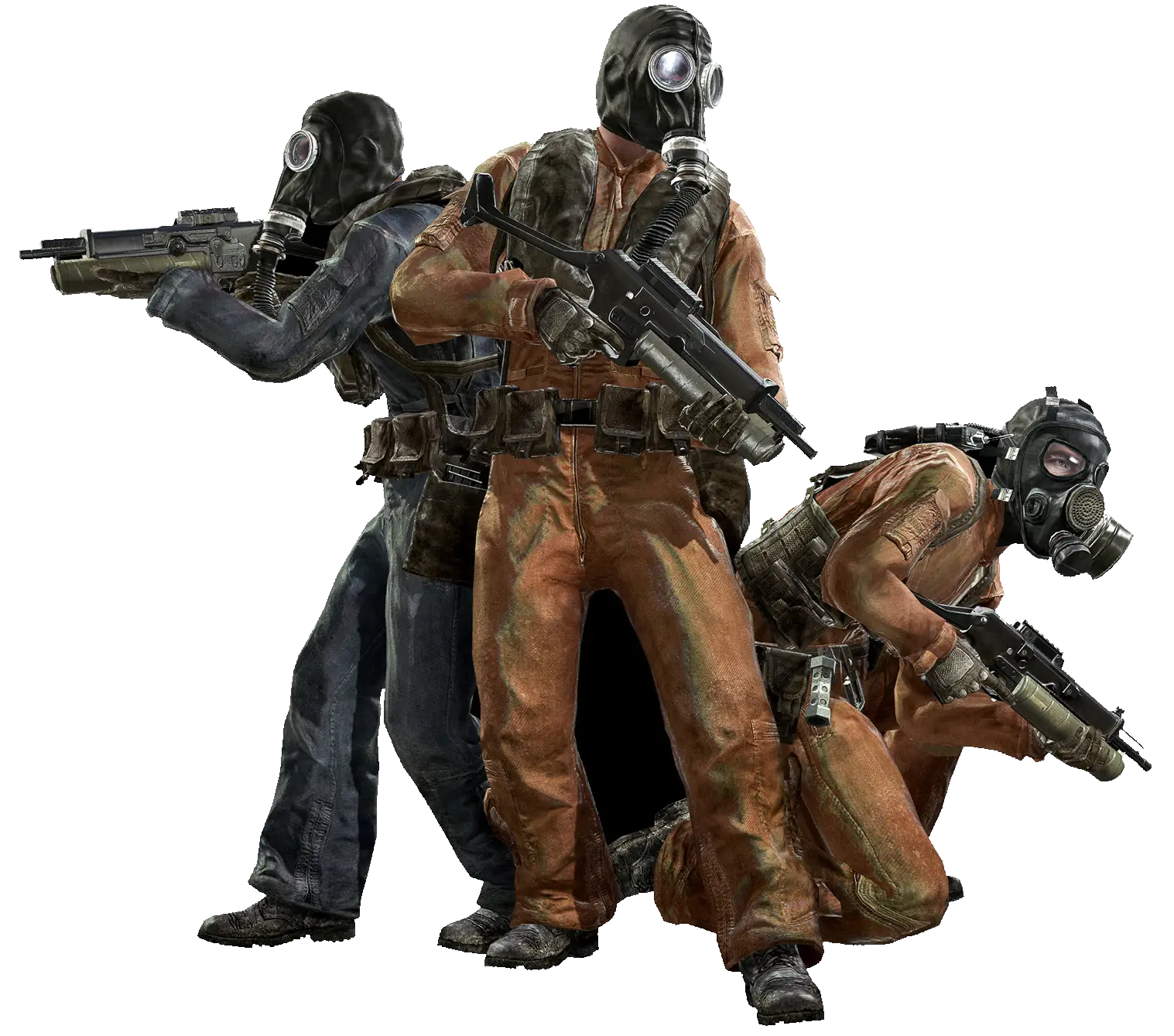 Armed Soldiers with Gas Masks in Action