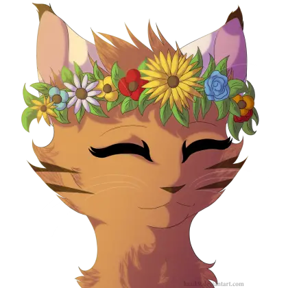 Smiling Cat with Flower Crown