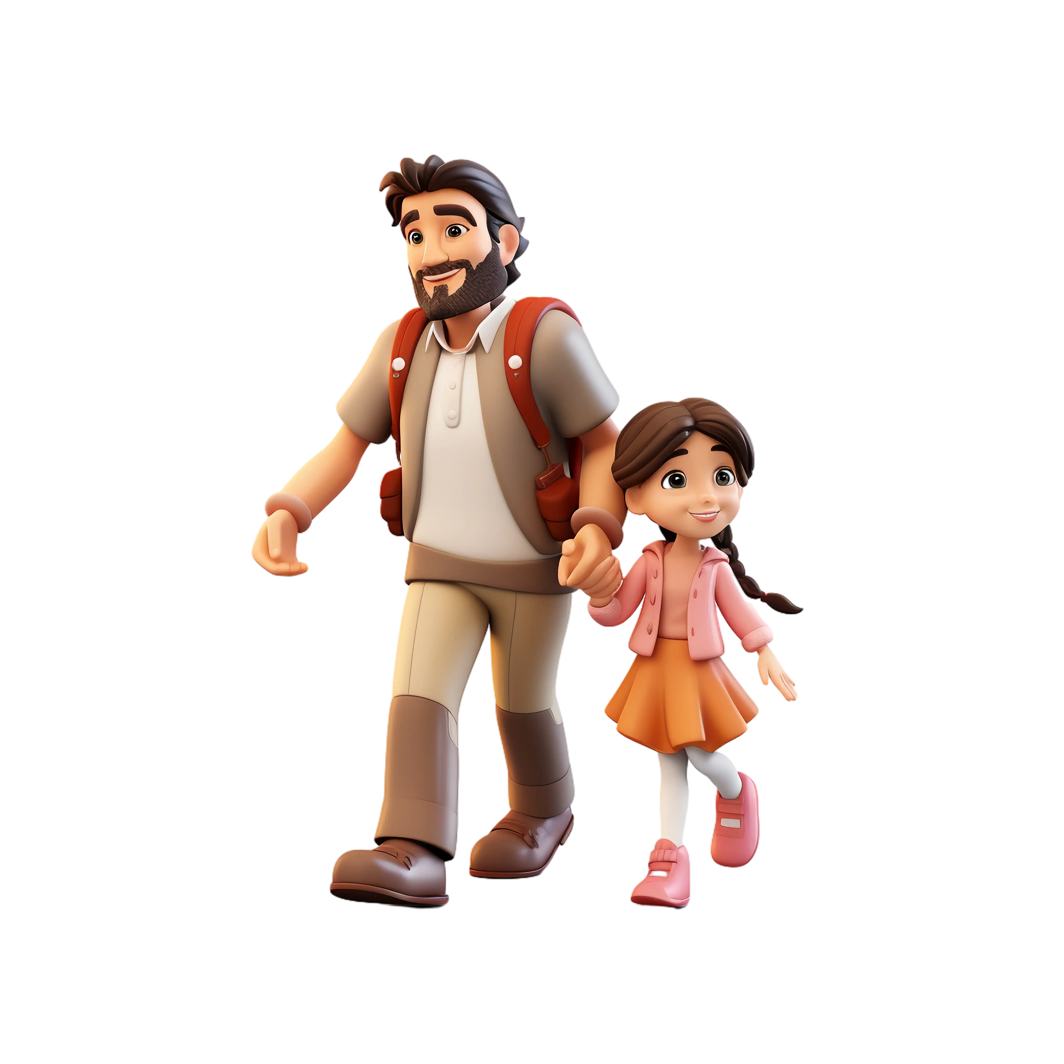 Father and Daughter Walking Illustration