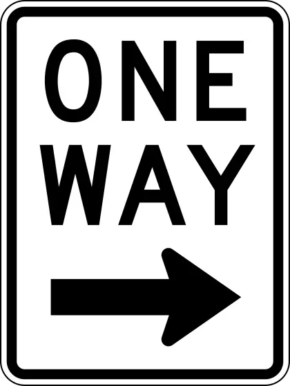 Black and White One Way Traffic Sign
