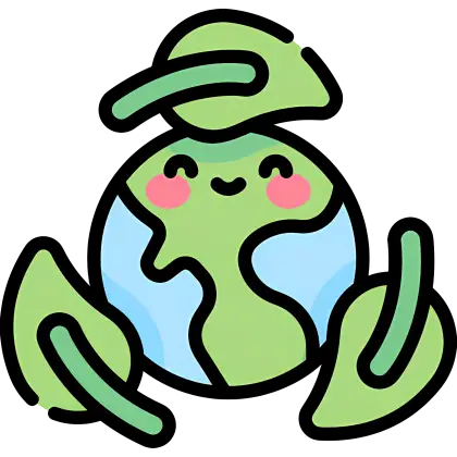 Cute Recycling Earth Cartoon with Green Theme
