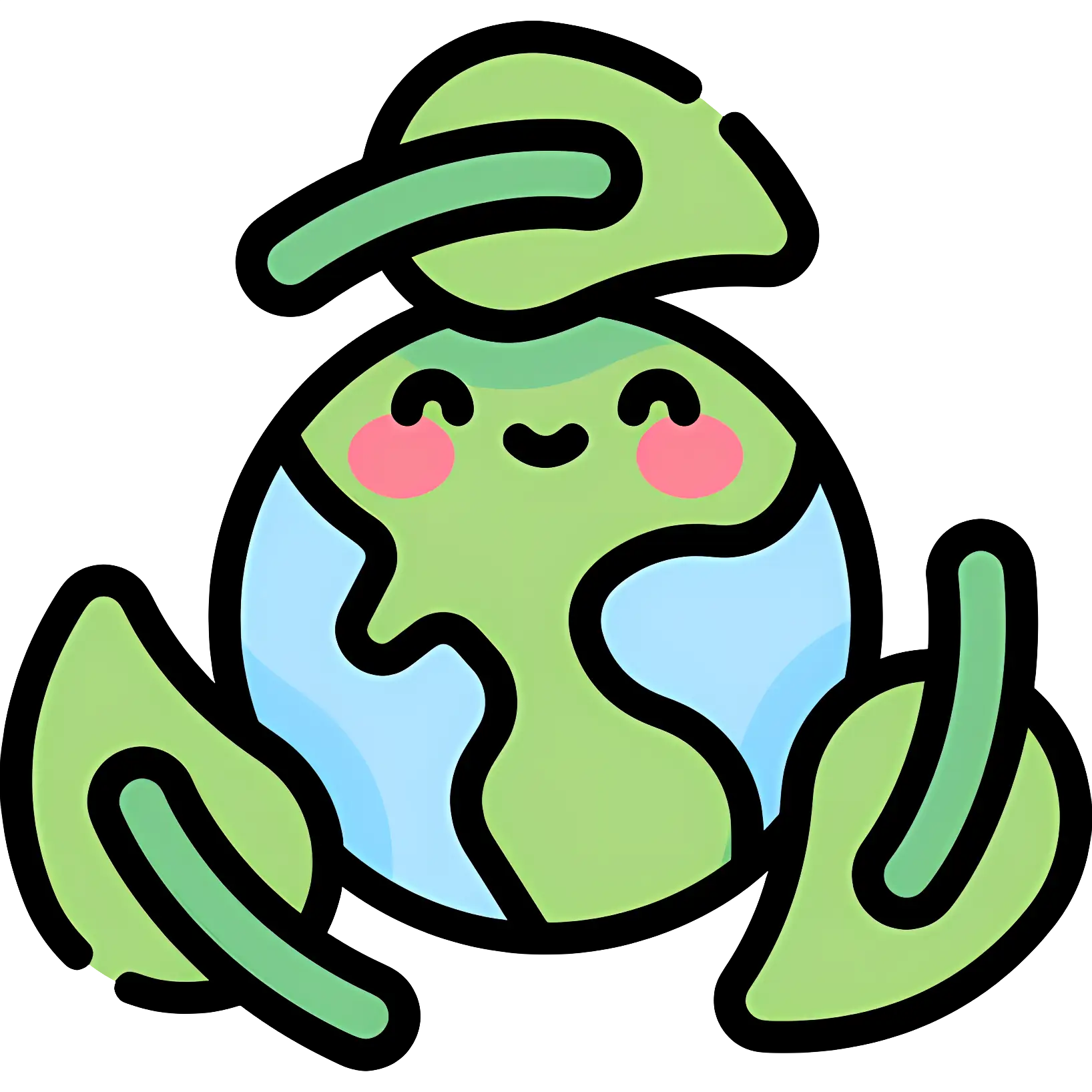 Cute Recycling Earth Cartoon with Green Theme
