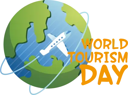 World Globe with Airplane Design for World Tourism Day
