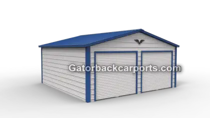 Double Garage with Blue Roof