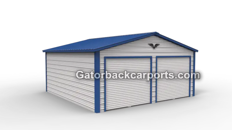 Double Garage with Blue Roof