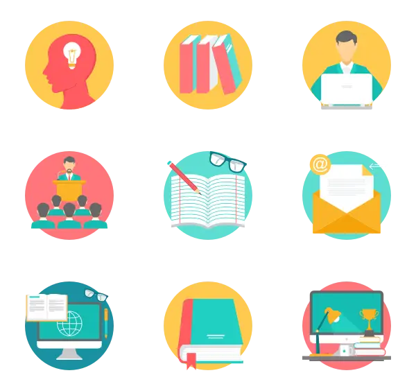 Colorful Education Icons Set