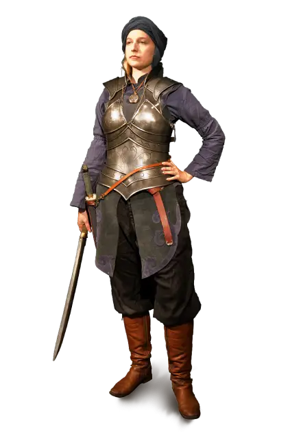 Woman in Medieval Armor Costume