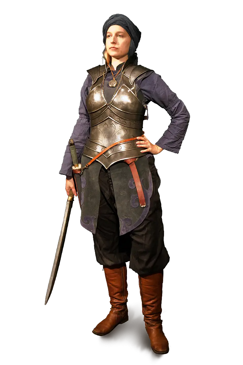 Woman in Medieval Armor Costume