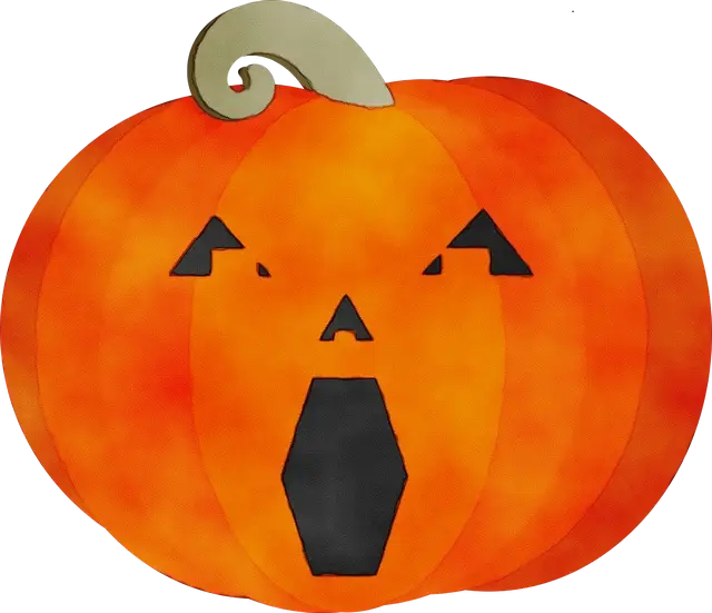 Halloween Pumpkin with Spooky Carved Face