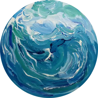 Abstract Earth Painting in Blue and Green