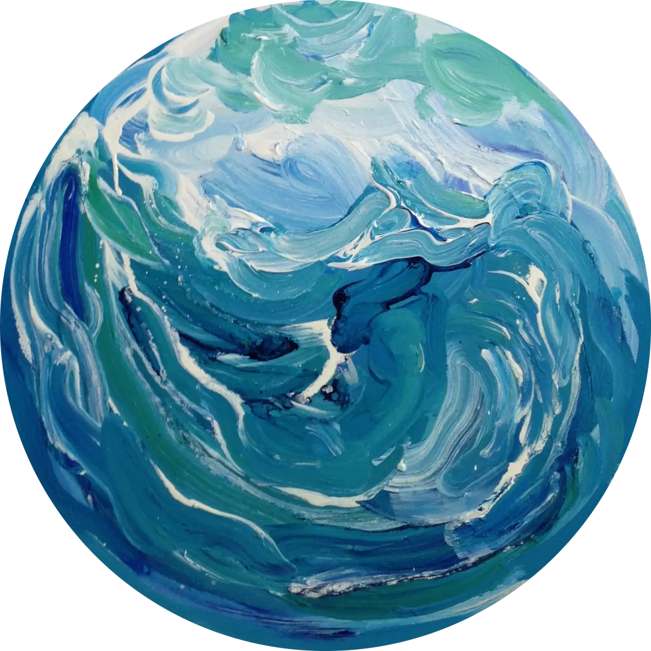 Abstract Earth Painting in Blue and Green