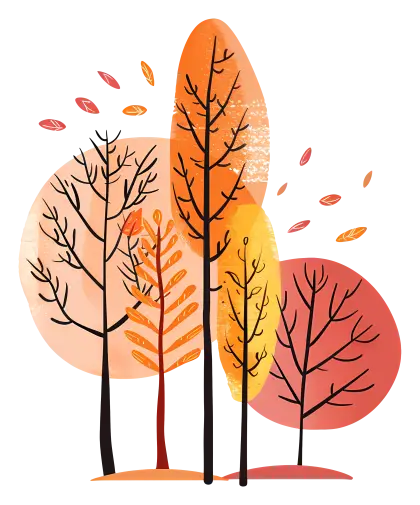 Autumn Trees with Vibrant Leaves Illustration