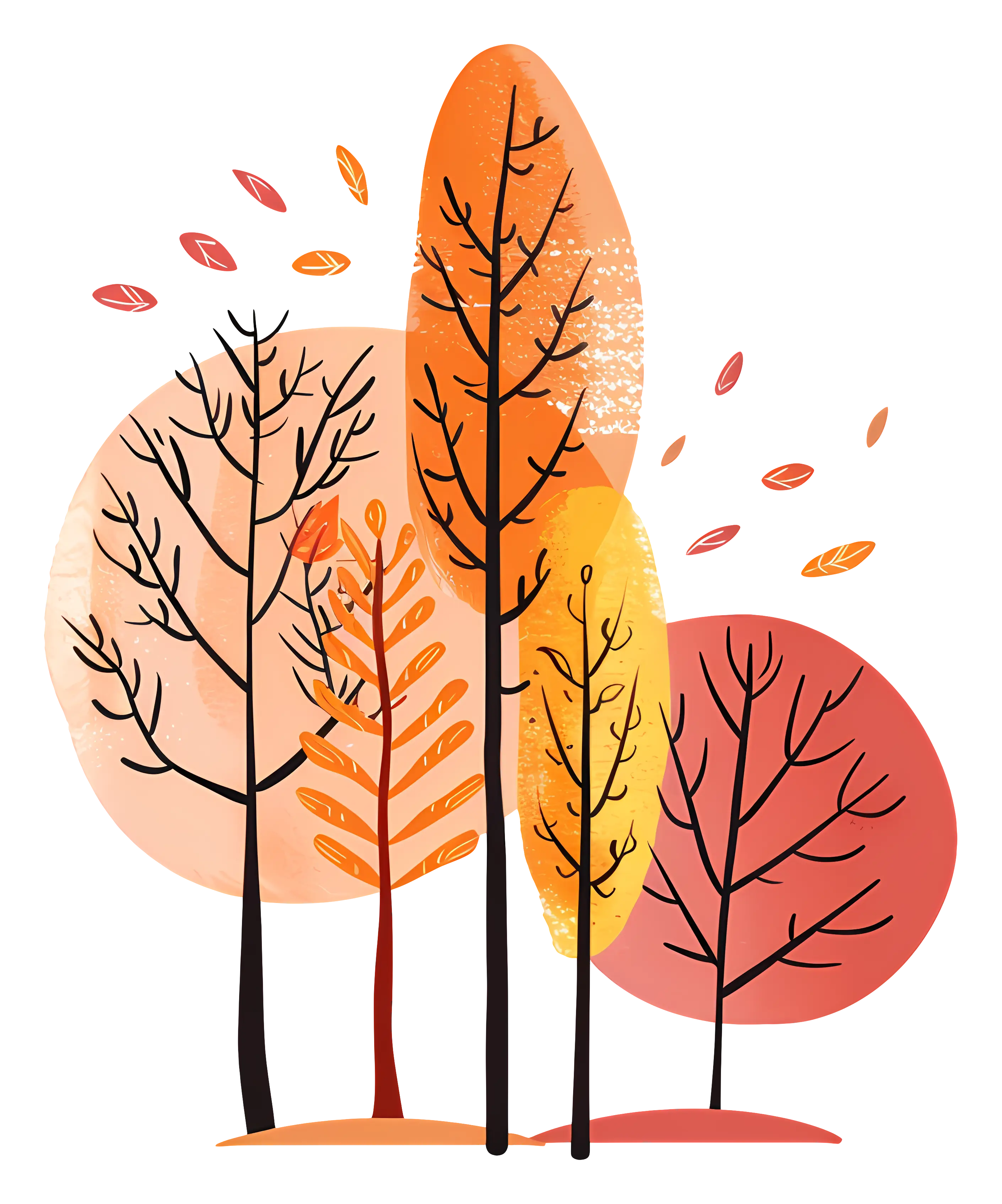 Autumn Trees with Vibrant Leaves Illustration