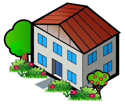 Cartoon House with Garden