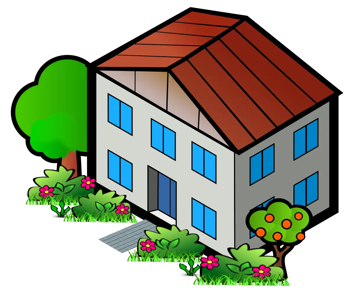 Cartoon House with Garden
