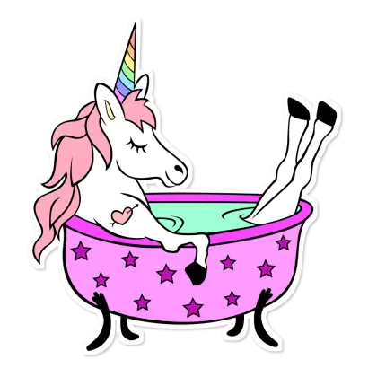Relaxing Unicorn in Bathtub