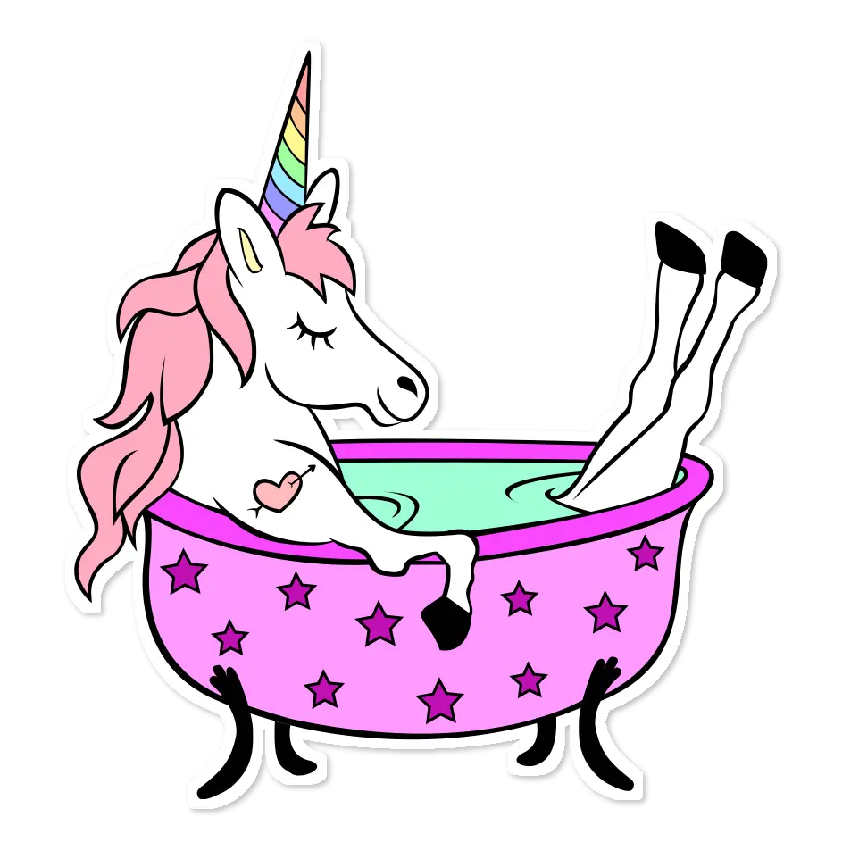 Relaxing Unicorn in Bathtub