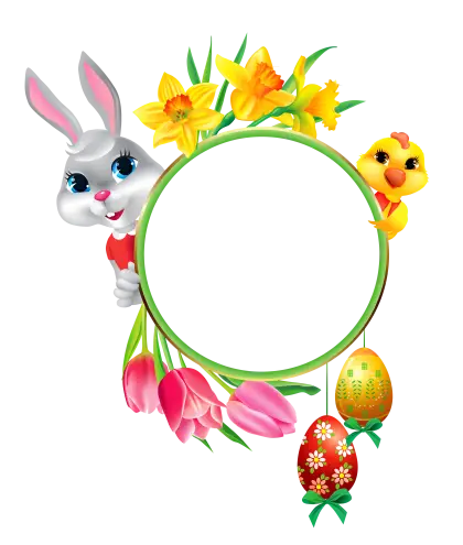 Easter Frame with Bunny and Chick