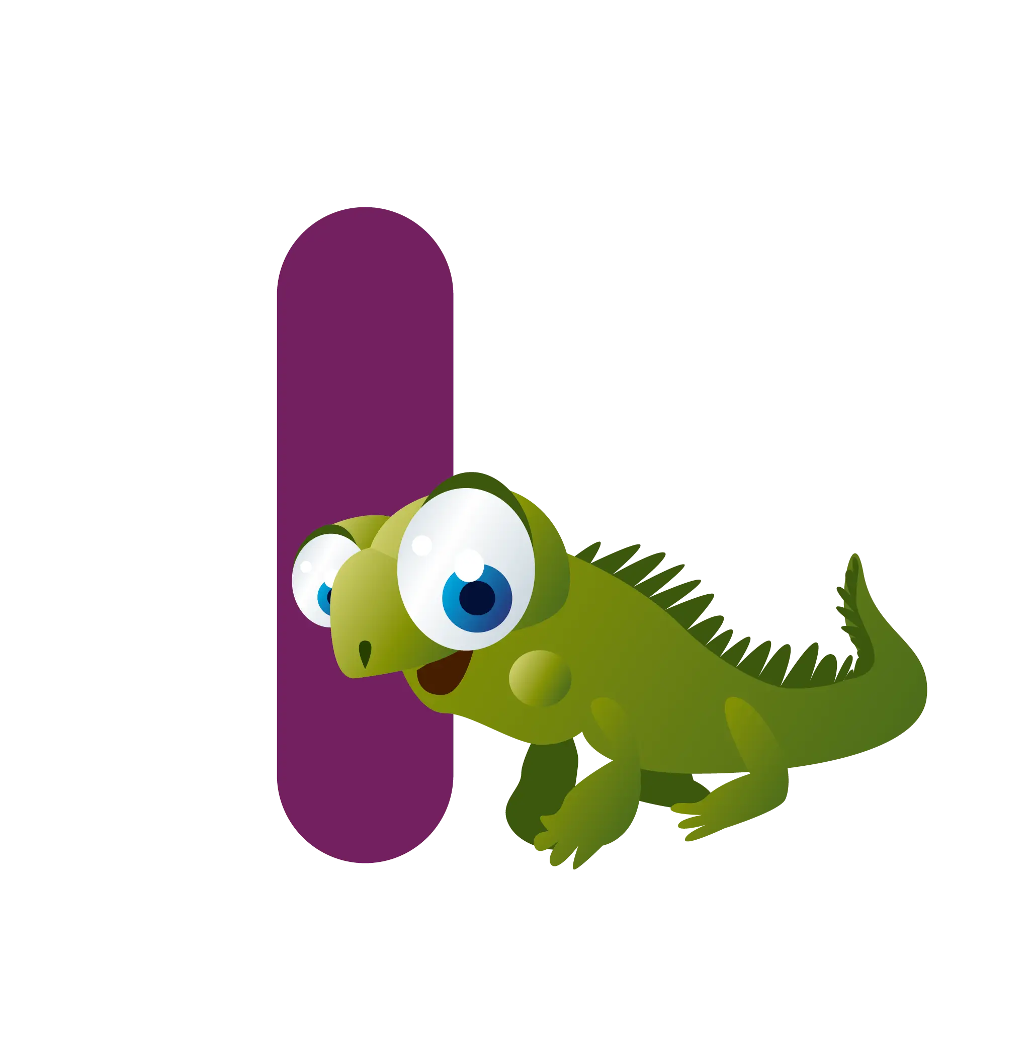 Cute Green Lizard Cartoon Illustration