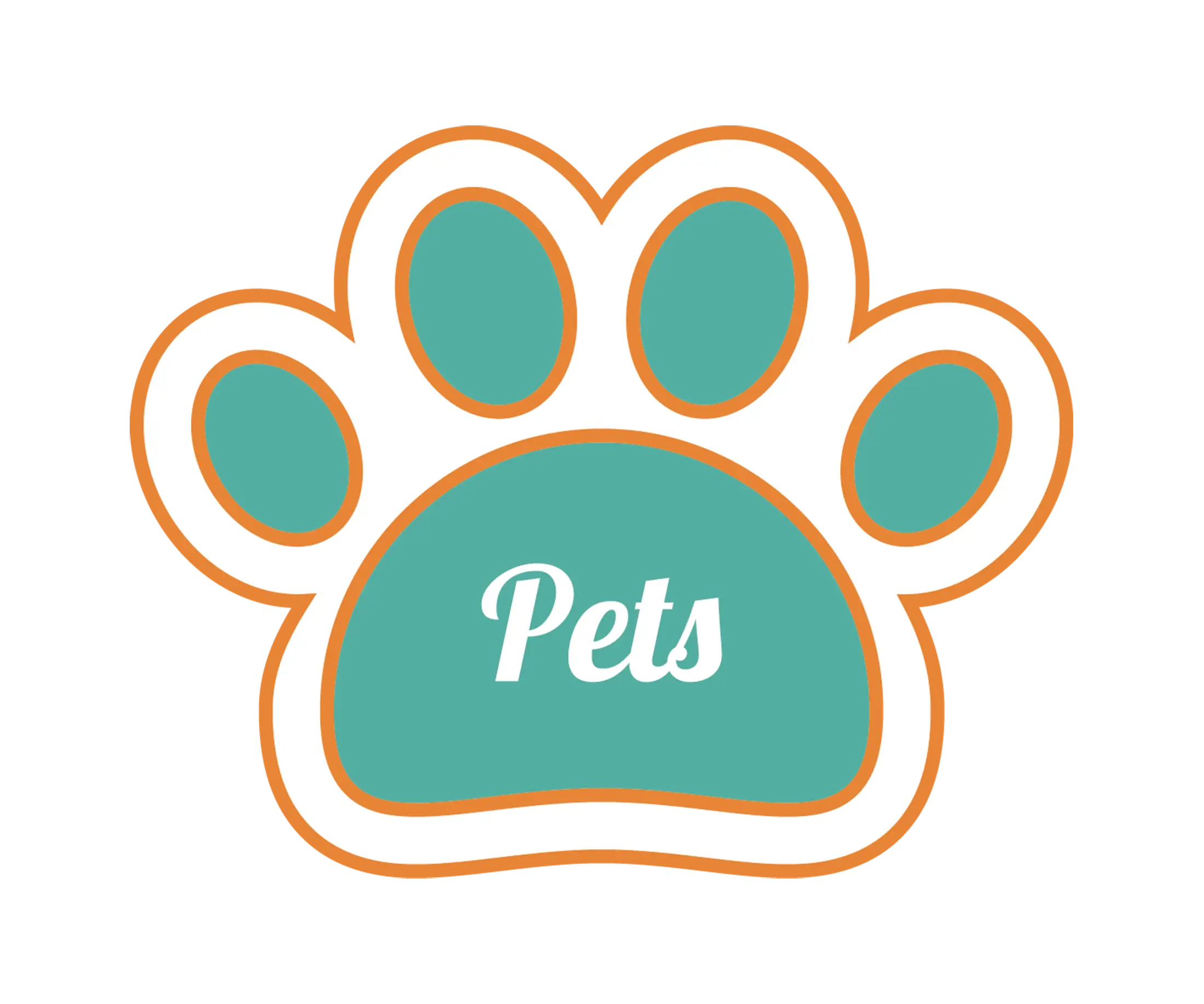 Teal Paw Print with 'Pets' Text