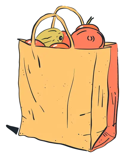 Grocery Bag with Fruits and Vegetables