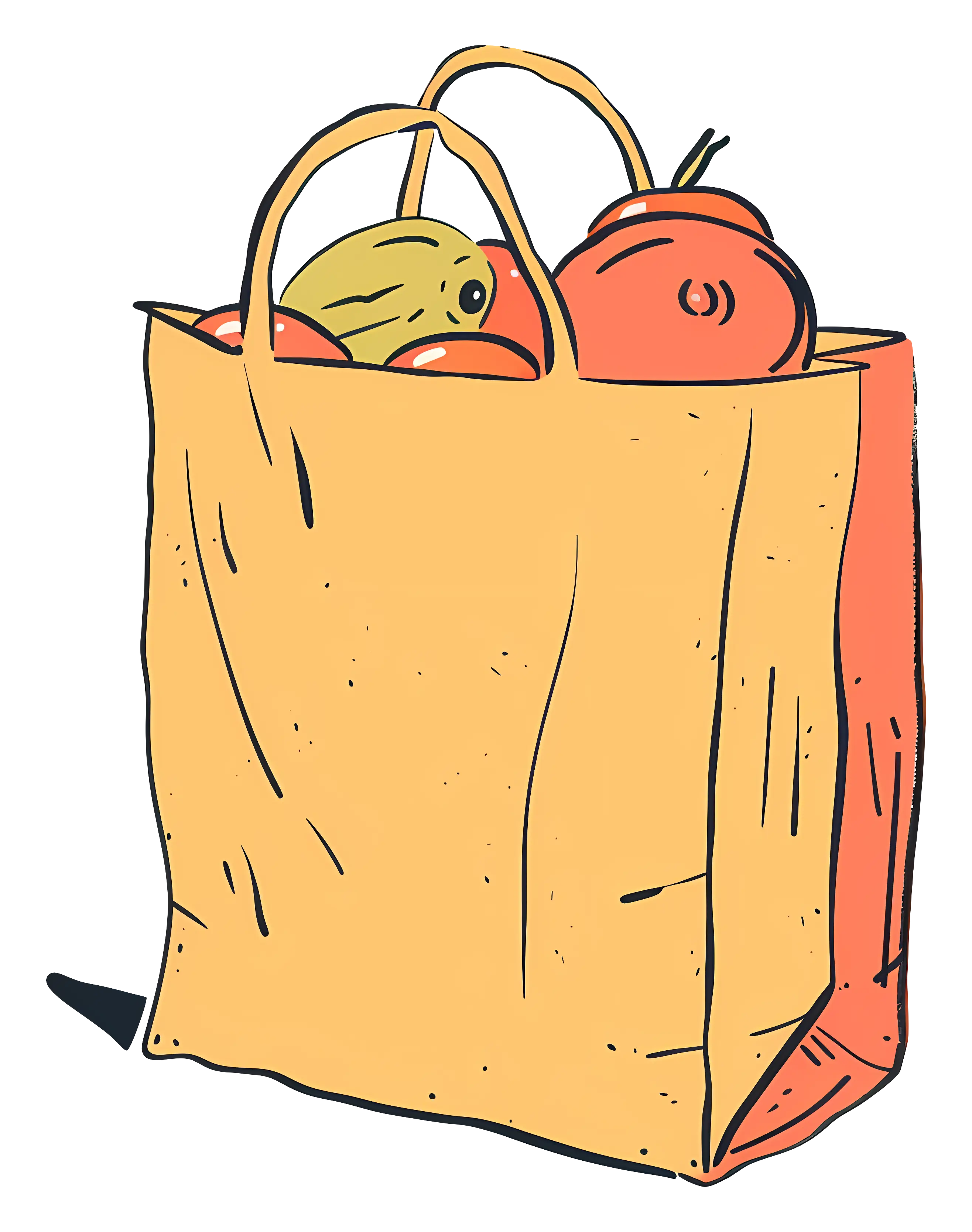 Grocery Bag with Fruits and Vegetables
