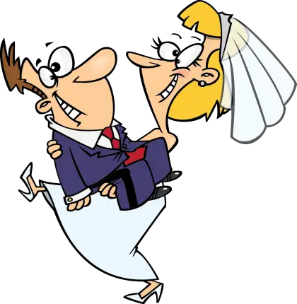 Cartoon Wedding Couple in Love