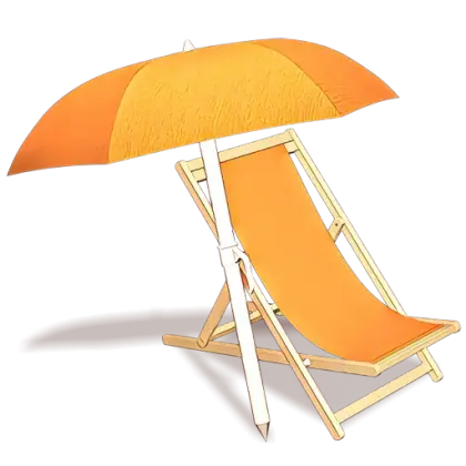 Orange Beach Chair with Sun Umbrella